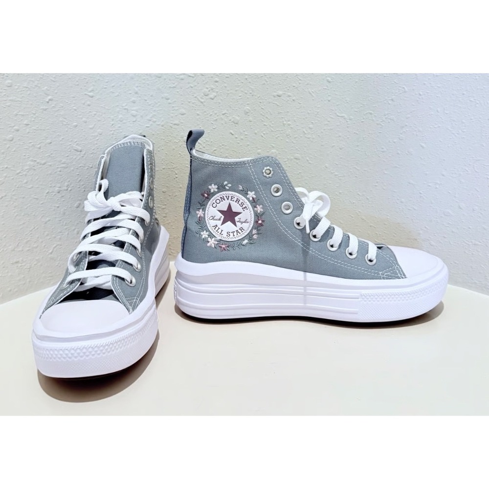 Kids Converse Chuck Taylor All Star Move Platform High Top Sneakers Gray sz 12‎